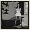 Tantalizing Darkhaired Semi Nude Flashing Boobs*5 (Vintage Contact Sheet Photo 1970s)
