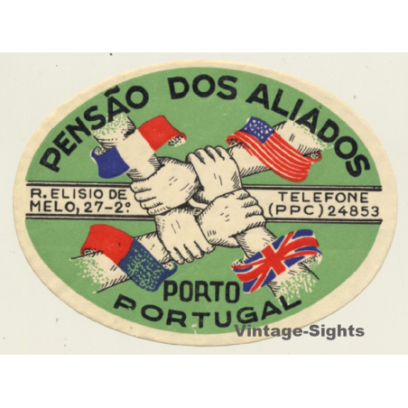Porto / Portugal: Pensão Dos Aliados (Vintage Luggage Label)