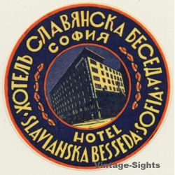 Sofia / Bulgaria: Hotel Slavianska Besseda (Vintage Luggage Label)