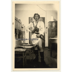 Queer German Soldier Shows Leg / WW2 - Gay INT (Vintage Photo...