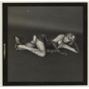 Slim Blonde Semi Nude In Lacquer Bodice*2 / Gloves - BDSM (Vintage Contact Sheet Photo 1970s)