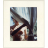 R.Folco: Slim Nude Female Behind Curtain / Boobs (Vintage Photo France 1980s)