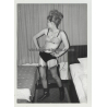 Funny Blonde Posing w. Pepita Bra, Knickers,Supsenders & Boots (Vintage Photo)