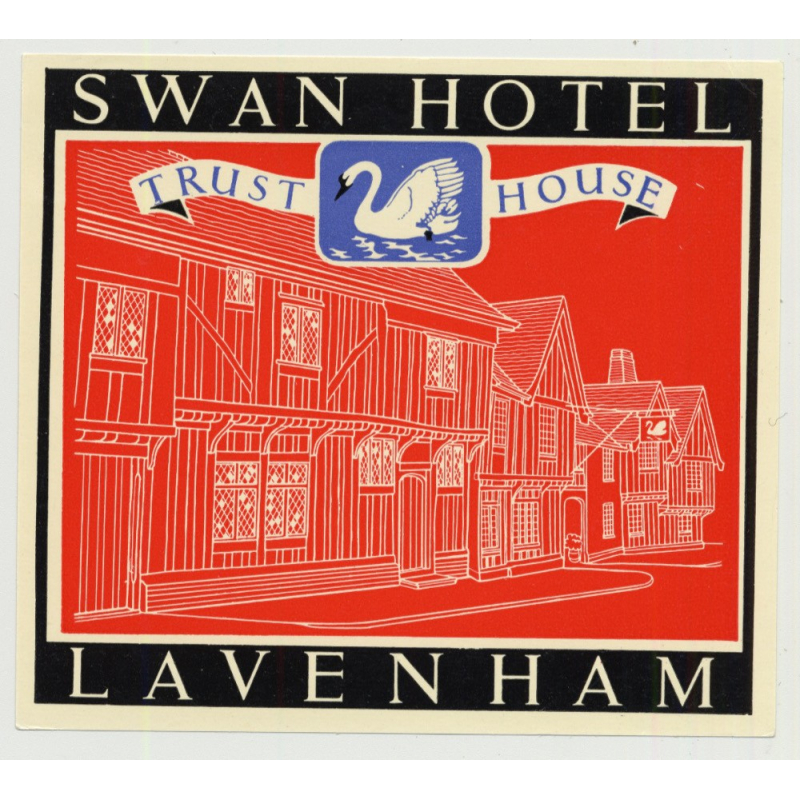 Swan Hotel (Trust House) - Lavenham / Great Britain (Vintage Luggage Label 1950s)