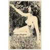 Natural Nude Female Sitting On Meadow / Nudism (Vintage Photo Print ~1950s)