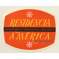 Lisboa / Portugal: Residencia América (Vintage Luggage Label)