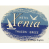 Thasos / Greece: Hotel Xenia - Sailing Ship (Vintage Luggage Label)