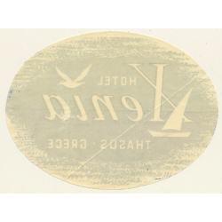 Thasos / Greece: Hotel Xenia - Sailing Ship (Vintage Luggage Label)