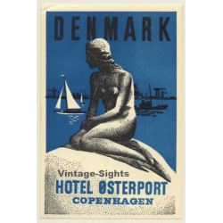 Copenhagen / Denmark: Hotel Osterport - Little Mermaid (Vintage Luggage Label)
