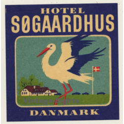 Denmark: Hotel Søgaardhus - Danmark (Vintage Luggage Label)