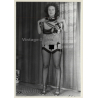 Natural Semi Nude Curlyhead Lifts Dress / Fishnets (Vintage Photo GDR ~1980s)