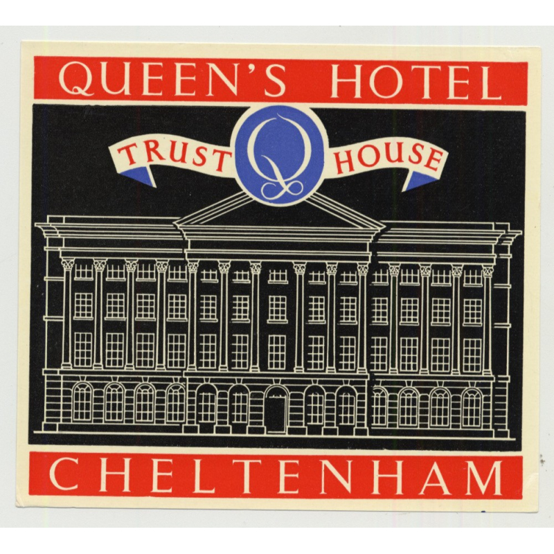 Queen's Hotel (Trust House) - Cheltenham / Great Britain (Vintage Luggage Label 1950s)