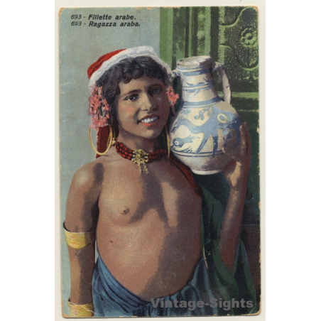 Lehnert & Landrock N° 693: Fillette Arabe / Risqué - Ethnic (Vintage PC 1922)