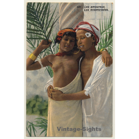 Lehnert & Landrock N°681: Les Amoureux / Risqué - Ethnic (Vintage PC ~1910s/1920s)