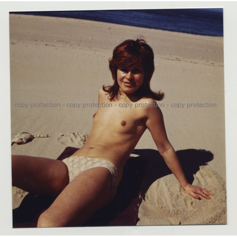 Topless Woman Relaxing At Baltic Sea Shore / Tiny Breast (Vintage Photo GDR 70s/80s)
