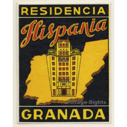 Granada / Spain: Residencia Hispania (Vintage Luggage Label)