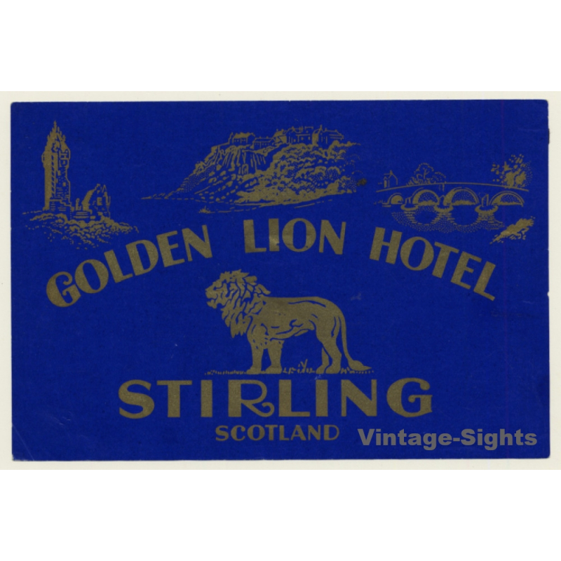 Stirling / Scotland - UK: Golden Lion Hotel (Vintage Luggage Label ~1930s)