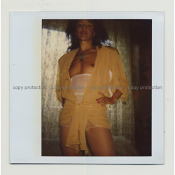 Racy Topless Woman In Lingerie / Nipples (Vintage Polaroid 1980s)