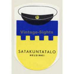 Helsinki / Finland: Satakuntatalo Hotel - Captain's Hat (Vintage Luggage Label)
