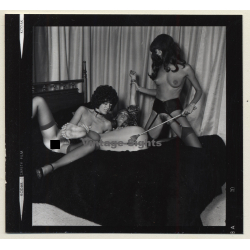 3 Stunning Semi Nudes In Catfight*1 / Whip - BDSM (Vintage Contact Sheet Photo 1970s)