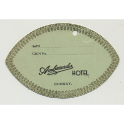 Ambassador Hotel - Bombay / India (Vintage Luggage Tag)