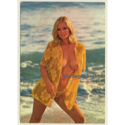 Naked Blonde Beach Bunny - Pretty Blonde Semi Nude Beach Bunny / Pin-Up - RisquÃ© (Vintage PC  1960s/1970s)