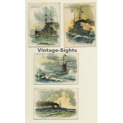 Engelhardt Cigaretten: 4 Marine Bilder (Sammelbilder / Vintage Trading Cards )