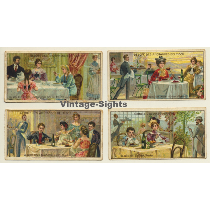 Kallmeyer Dampf-Kaffeerösterei: 4 x Gebote Des Anstandes Bei Tisch (Sammelkarten / Vintage Trading Cards ) Kallmeyer Dampf-Kaffeerösterei: 4 x Gebote Des Anstandes Bei Tisch (Sammelkarten / Vintage Trading Cards )