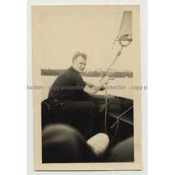 Good Looking Guy Checks Sail / Sailing - Gay INT (Vintage Photo B/W 1930s/40s)