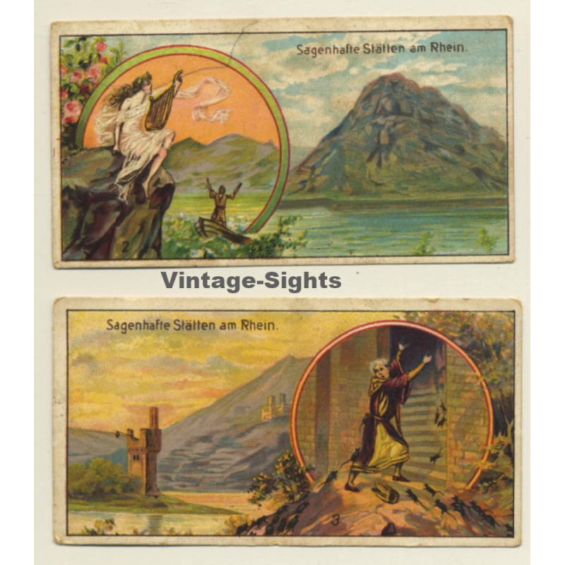 Kallmeyer Dampf-Kaffeerösterei: 2 x Sagenhafte Stätten Am Rhein (Sammelkarten / Vintage Trading Cards )