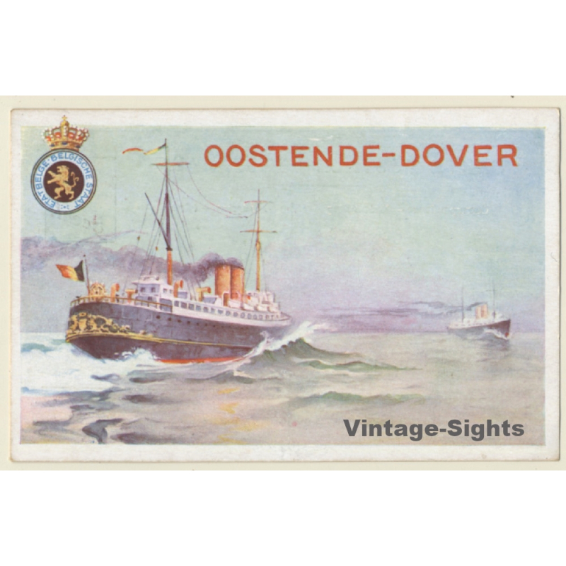 Oostende - Dover Belgian Steamship (Vintage PC ~1920s)