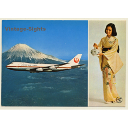 Japan Air Lines: Boeing 747 Fuji Yama & Geisha / Aviation (Vintage PC)