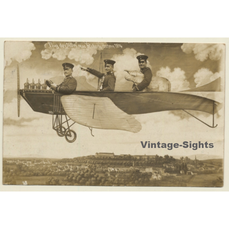 Flug Der 169er Aus Bitsch Ostern 1914 - Aviation Photomontage (Vintage RPPC) Flug Der 169er Aus Bitsch Ostern 1914 - Aviation Photomontage (Vintage RPPC)