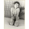 Petite Shorthaired Nude Kneeling / Eyes - Boobs (Vintage Photo GDR ~1980s)