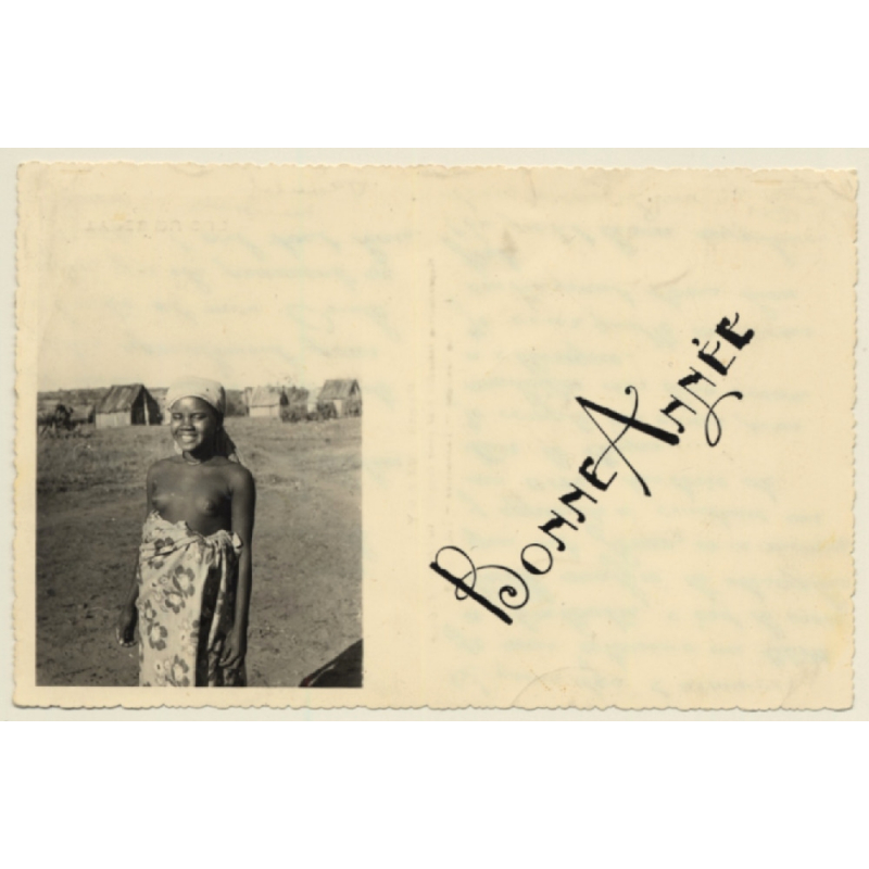 Madagascar: Topless African Female / Sarong - Ethnic (Vintage RPPC ~1950s)