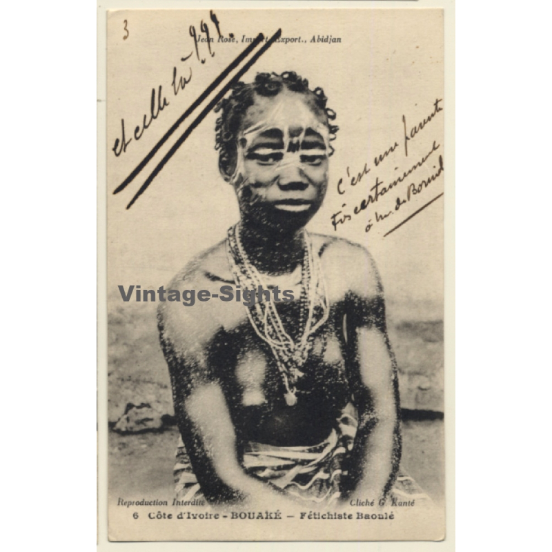 Cote D'Ivoire: Bouaké - Fétichiste Baoulé / Ethnic (Vintage PC ~1910s/1920s)
