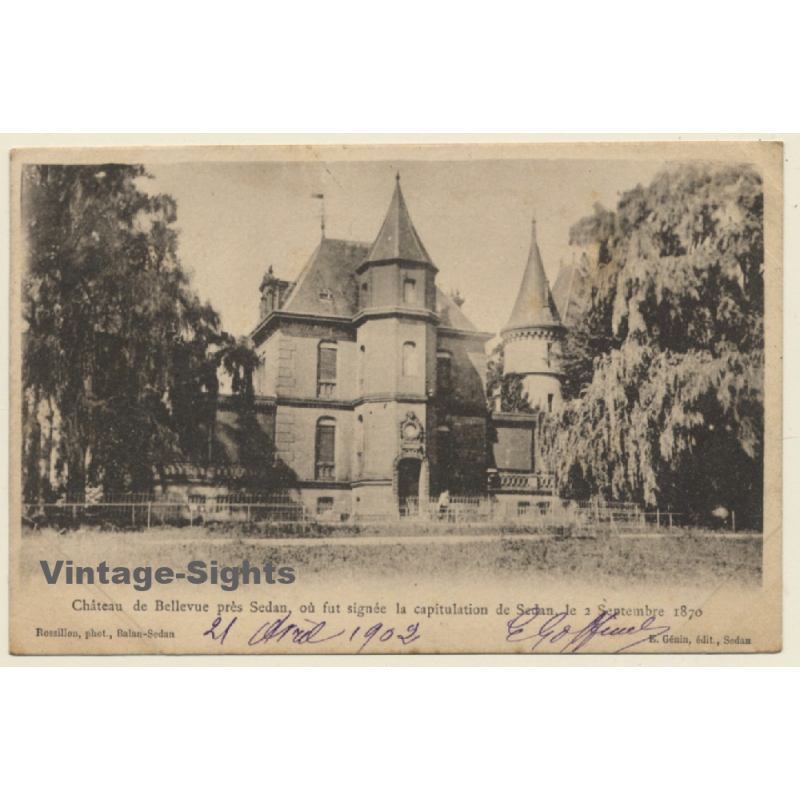 France: Château De Bellevue Près Sedan (Vintage PC 1902)