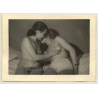 Semi Nude Girlfriends Snugging On Bed*1 / Lesbian INT (Vintage Photo ~1940s)