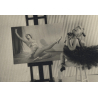 Female Doll In Petticoat In Front Of Ballerina Painting (Vintage Photo ~1930s/1940s)