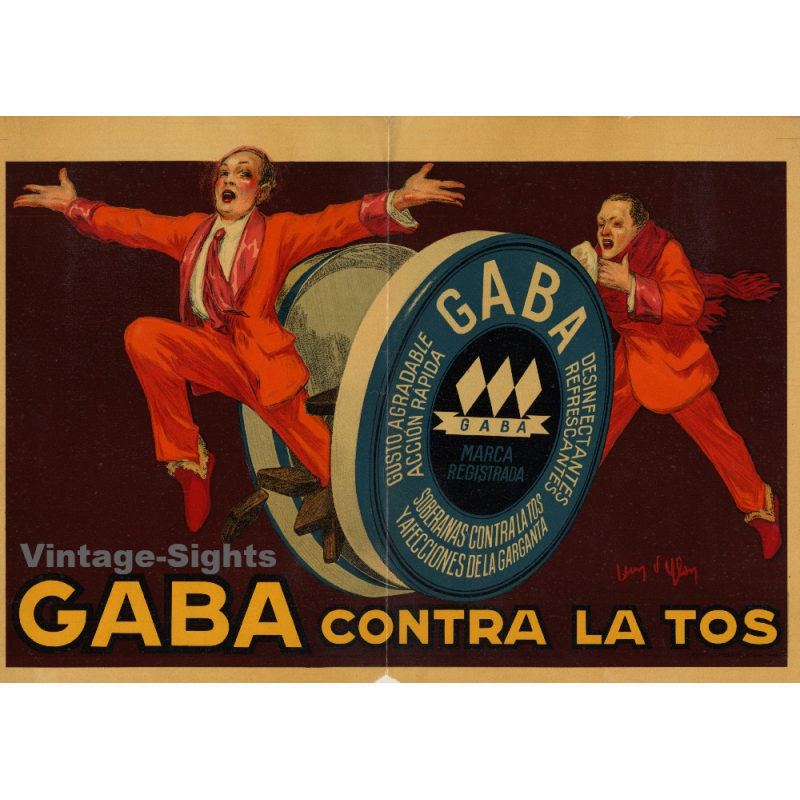 Jean D'Ylen: Gaba Contra La Tos (Rare Vintage Poster France ~1920s/1930s)