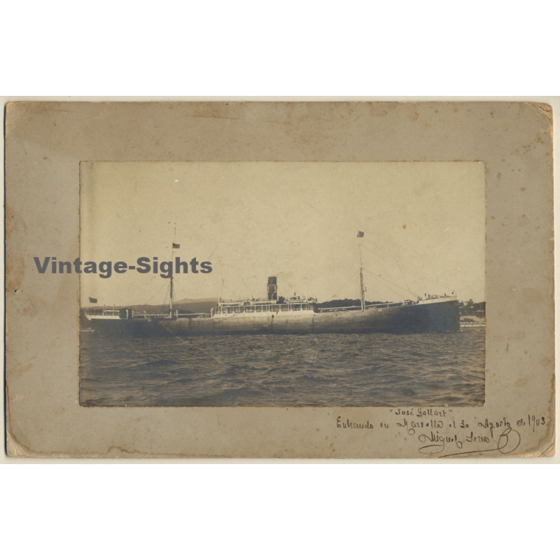 S.S. José Gallart Entrando En Marsella / Steamship (Large Vintage Photo 1903)
