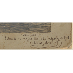 S.S. José Gallart Entrando En Marsella / Steamship (Large Vintage Photo 1903)