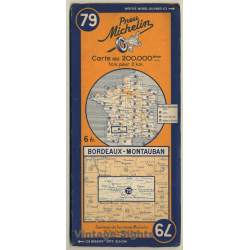 Pneu Michelin 79: Bordeaux - Montauban (Vintage Map 1930s/1940s)