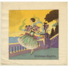 Reine: Elegant Woman On Seaside Terrace (Vintage Art Nouveau Print ~1920s/1930s)