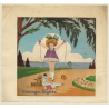 Reine: Little Girl Skipping / Teddy Bear - White Clown (Vintage Art Nouveau Print ~1920s/1930s)