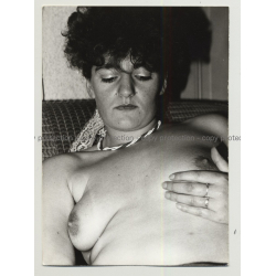 Upper Torso Of Mature Nude Curlyhead / Boobs (Vintage Photo DDR B/W 1980s)