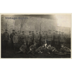 Menin WW1: Group Of GermanSoldiers & Munsterlander Dog (Vintage RPPC 1916)