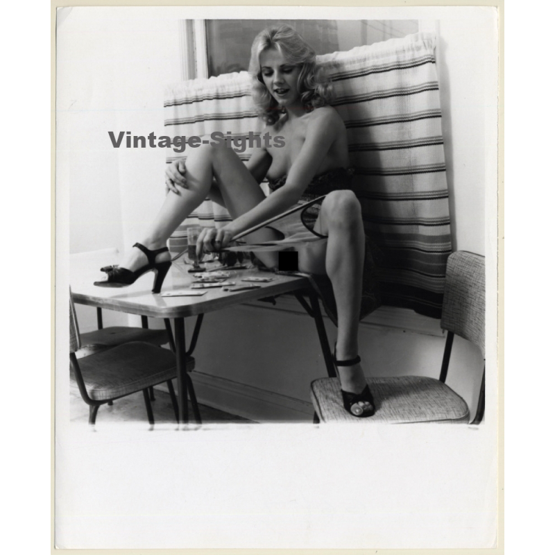 Seductive Blonde Semi Nude Puts On Panties / Legs (Vintage Photo Master B/W ~1970s) Seductive Blonde Semi Nude Puts On Panties / Legs (Vintage Photo Master B/W ~1970s)