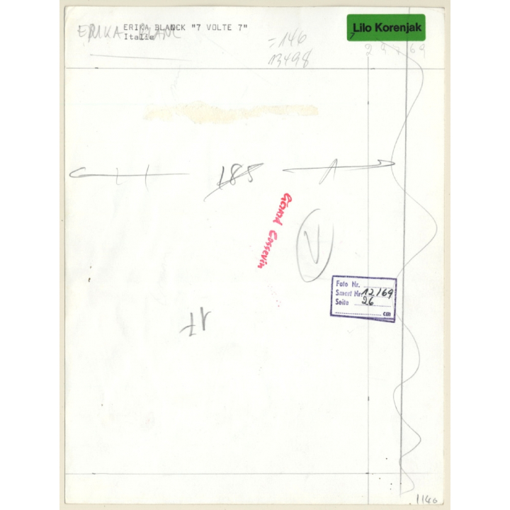 Erika Blanck Topless / '7 VOLTE 7' Gérard Cossevin (Vintage Photo 1969)