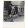 2 Slim Nudes In Boxing Ring / Socks - Legs - Lesbian INT (Vintage Photo Master B/W ~1970s)